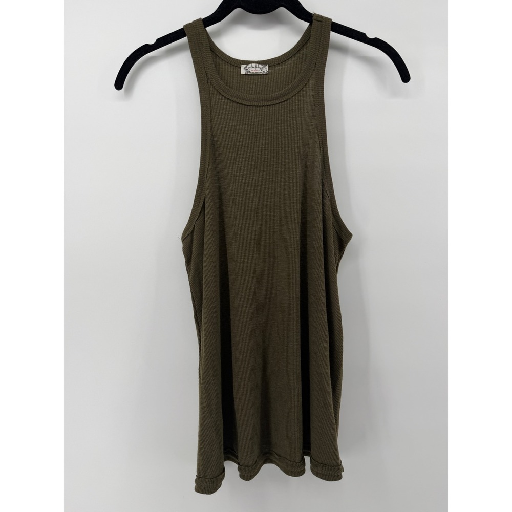 Intimately Free People Olive Green Ribbed Racerback Tank Top XS OB493397